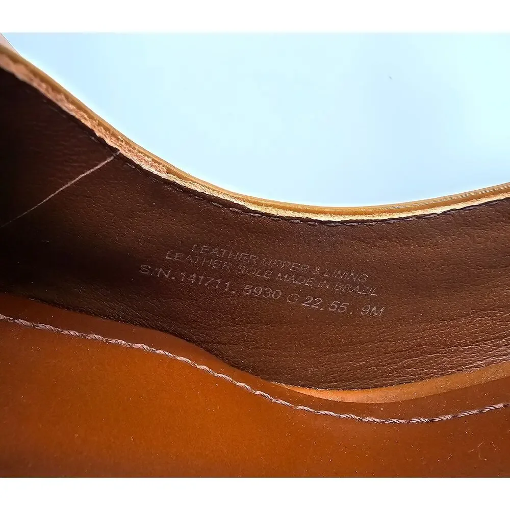 Tory Burch Banana Heel Pump Brown Caramel Patent Leather Curved Heel Women's 9M